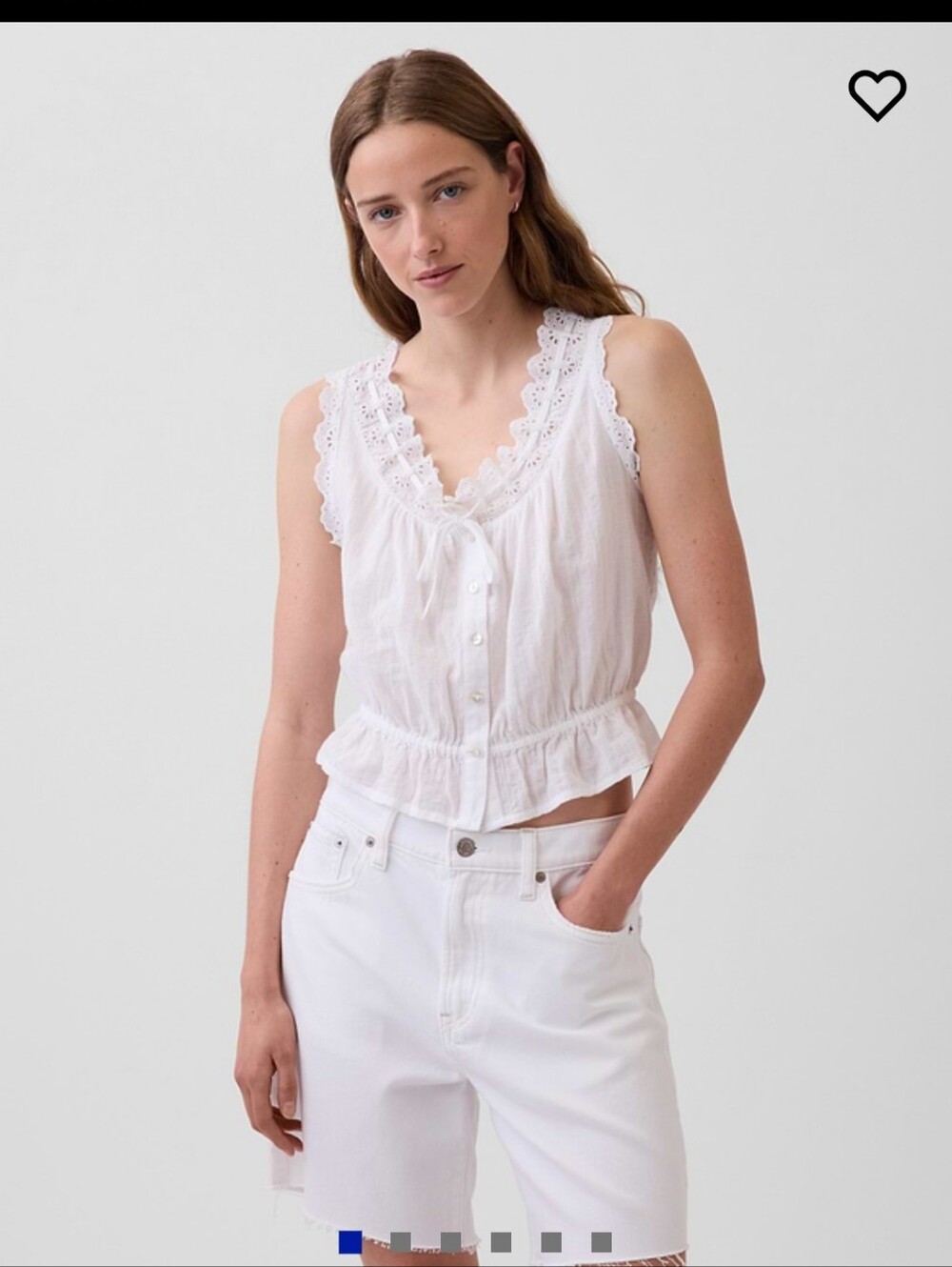 NWT Eyelet Tie Front Crop Peplum Top Size LARGE